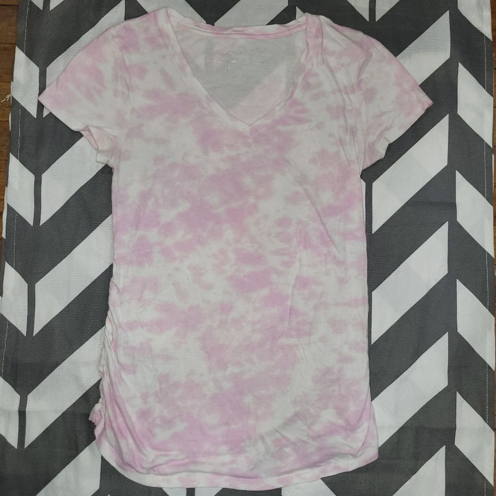 Isabel maternity size small pink tie dye short sleeve shirt